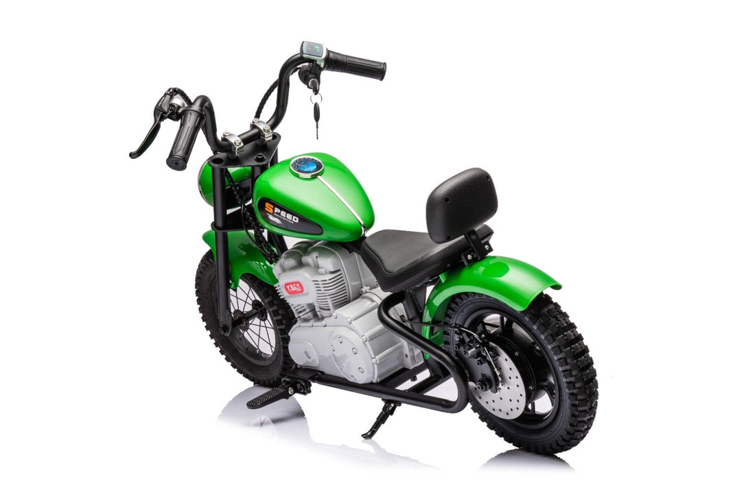 36V Electric Chopper Motor Cycle Ride on with Twist Grip Throttle | Green - Age 7+