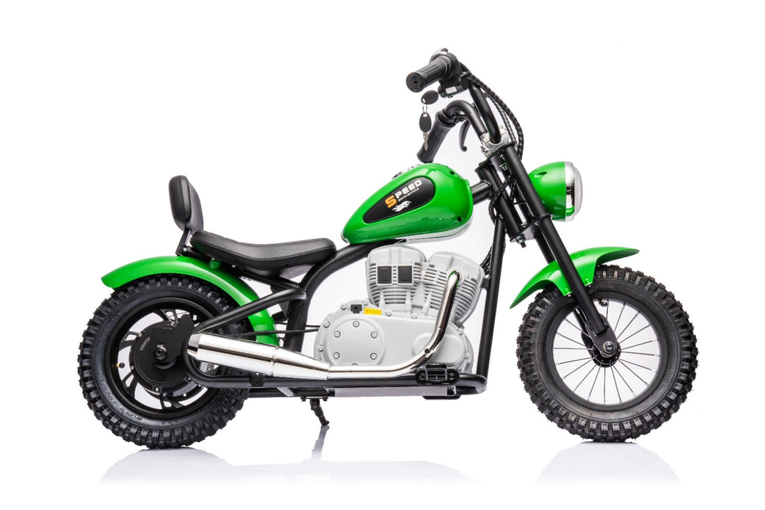 36V Electric Chopper Motor Cycle Ride on with Twist Grip Throttle | Green - Age 7+