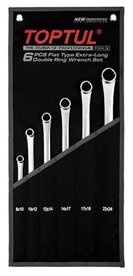 6Pce Flat Type Ex Long Double Ring Wrench Set