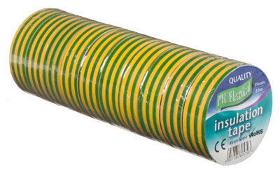 Vires Elec PVC Tape Green/Yellow 19mm x 20M