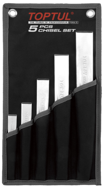 Ribbed Flat Chisel Set in wallet 5Pc