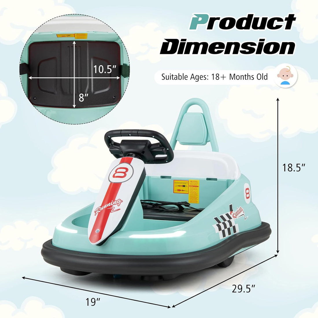BumperBoo 6V Bumper Car Green