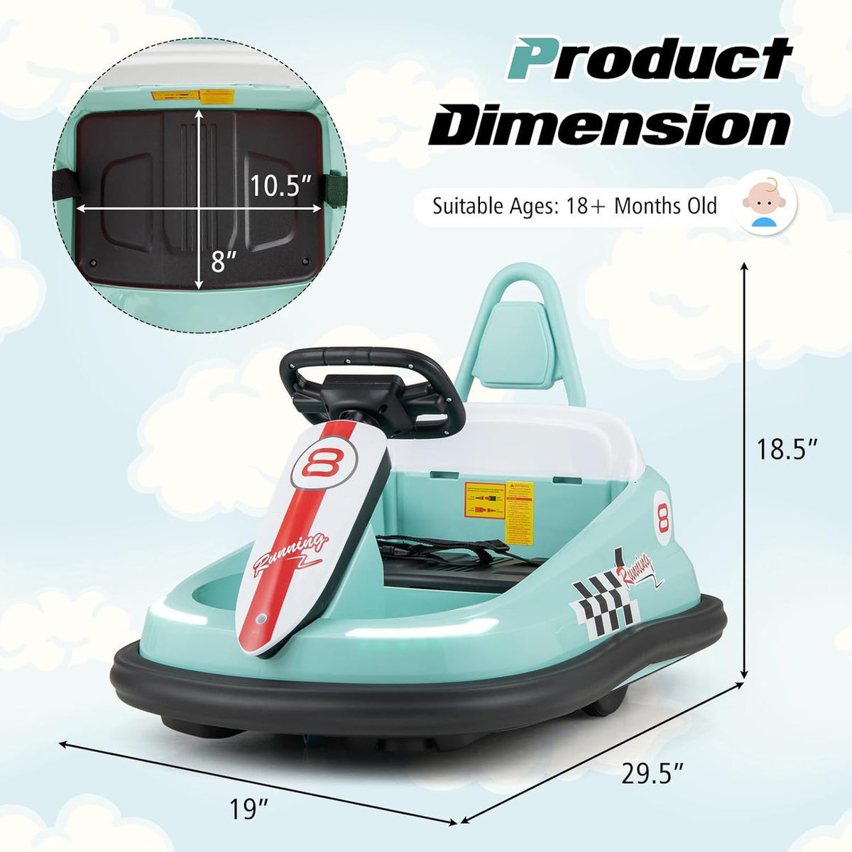 BumperBoo 6V Bumper Car Green