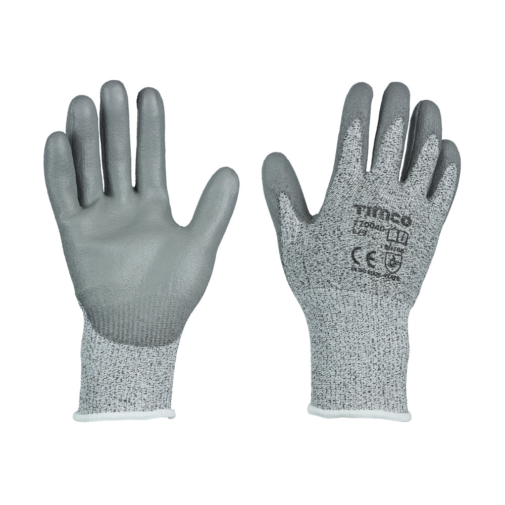 Timco Medium Cut Gloves - PU Coated HPPE Fibre with Glass Fibre