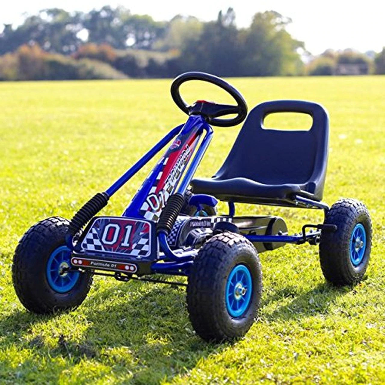 Zoom Rubber Wheel Go Kart (Blue Black)