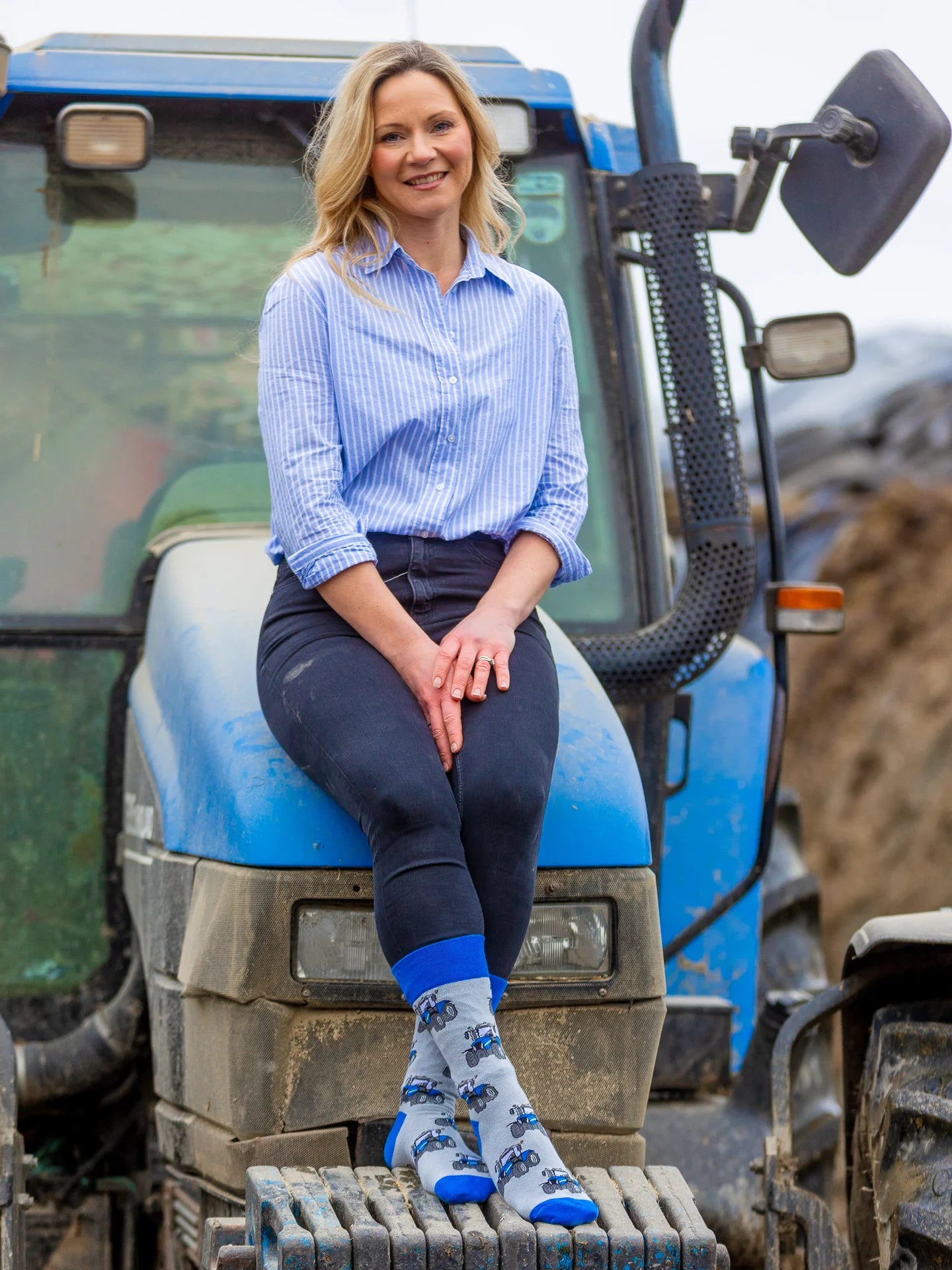Blue Tractor Crew Socks