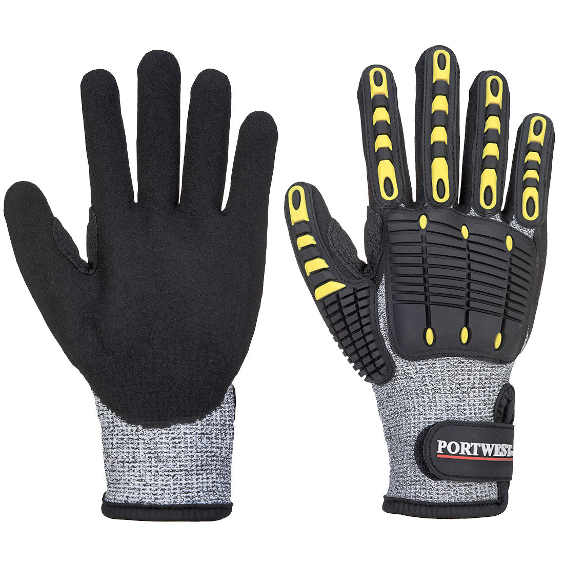 Portwest A722 Impact C13 Nitrile Sandy Reinforced Palm Glove Grey/Black