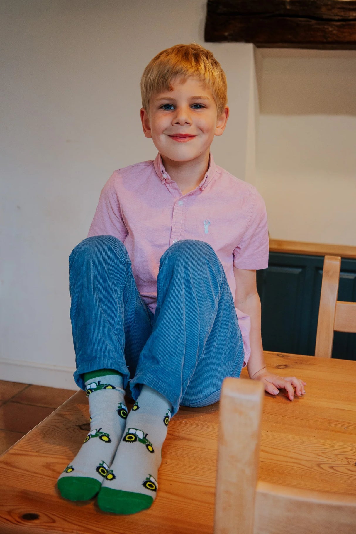 Childrens Green Tractor Crew Socks