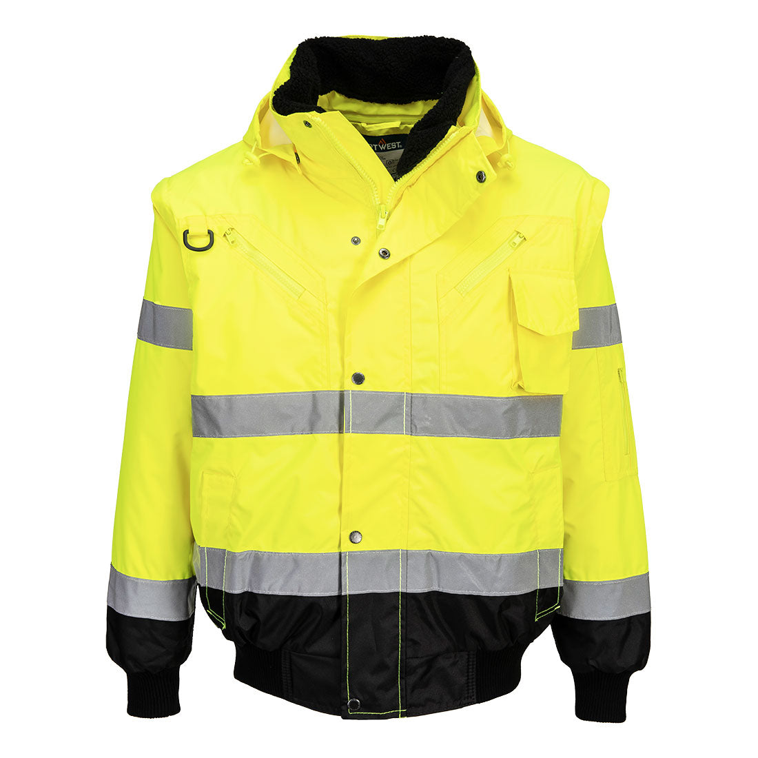 Portwest C465 Hi-Vis 3-in-1 Contrast Bomber Jacket Yellow/Black