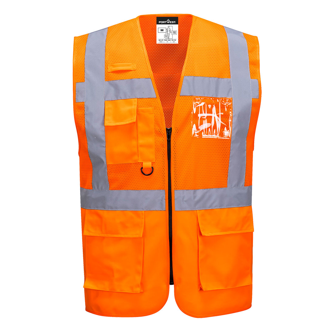 Portwest C496 Madrid Hi-Vis Half Mesh Executive Vest Orange