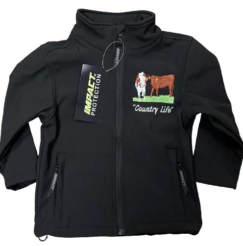 KIDS IMPACT SOFTSHELL JACKET BLACK COUNTRY LIFE