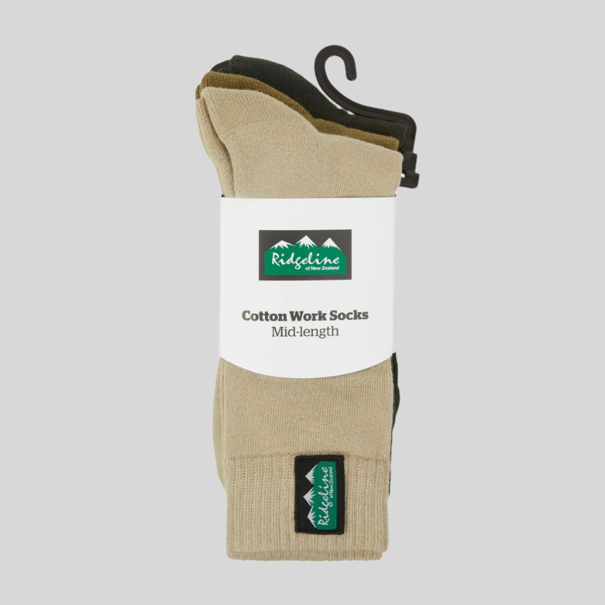 Ridgeline Cotton Work Socks Mid Length (Pack of 3)
