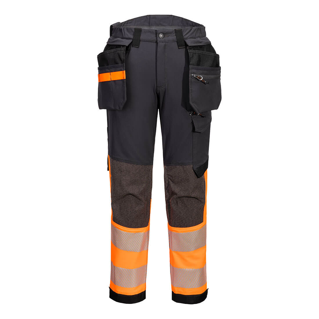Portwest EV442 EV4 Hi-Vis Stretch Detachable Holster Class 1 Trousers Orange/Grey