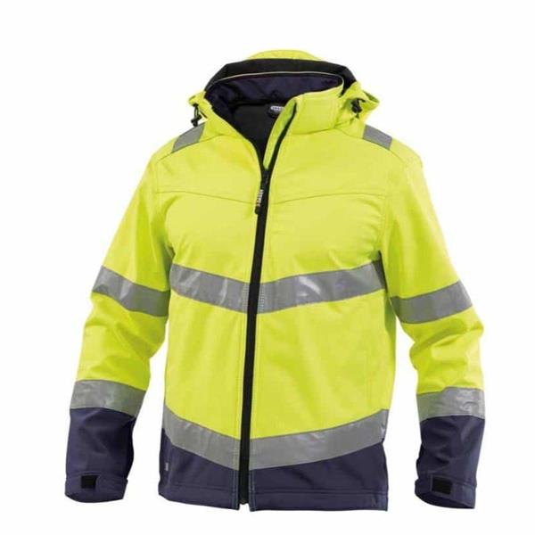 DASSY® MALAGA HIGH VISIBILITY SOFTSHELL JACKET - Fluo Yellow / Navy