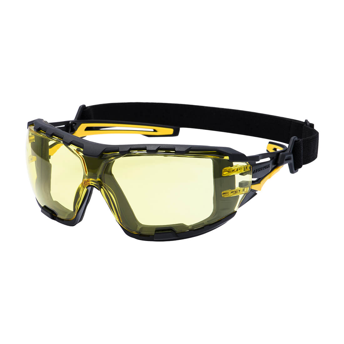 Portwest PR02 Anthracite Wraparound Plus Safety Glasses Amber
