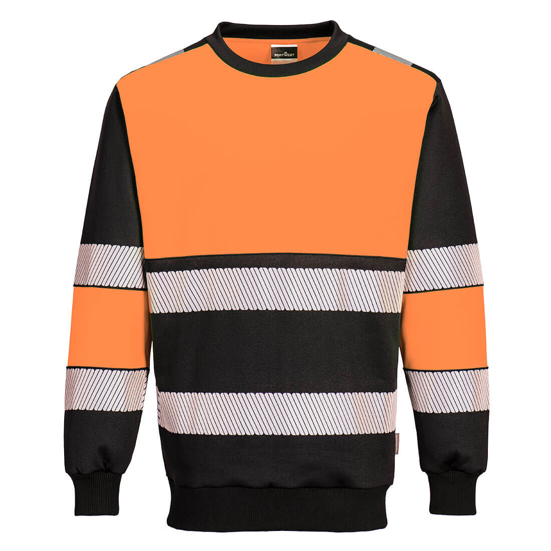 Portwest PW376 PW3 Hi-Vis Class 1 Sweatshirt Orange/Black