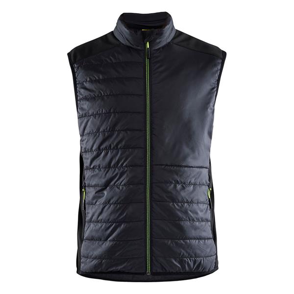 BLAKLADER 38632030 Warm Lined Sleeveless Vest, Black with Hi-Vis Yellow Zip