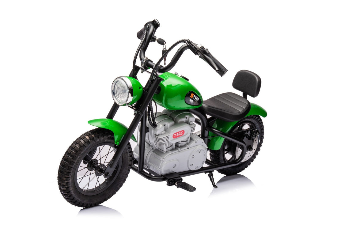 36V Electric Chopper Motor Cycle Ride on with Twist Grip Throttle | Green - Age 7+