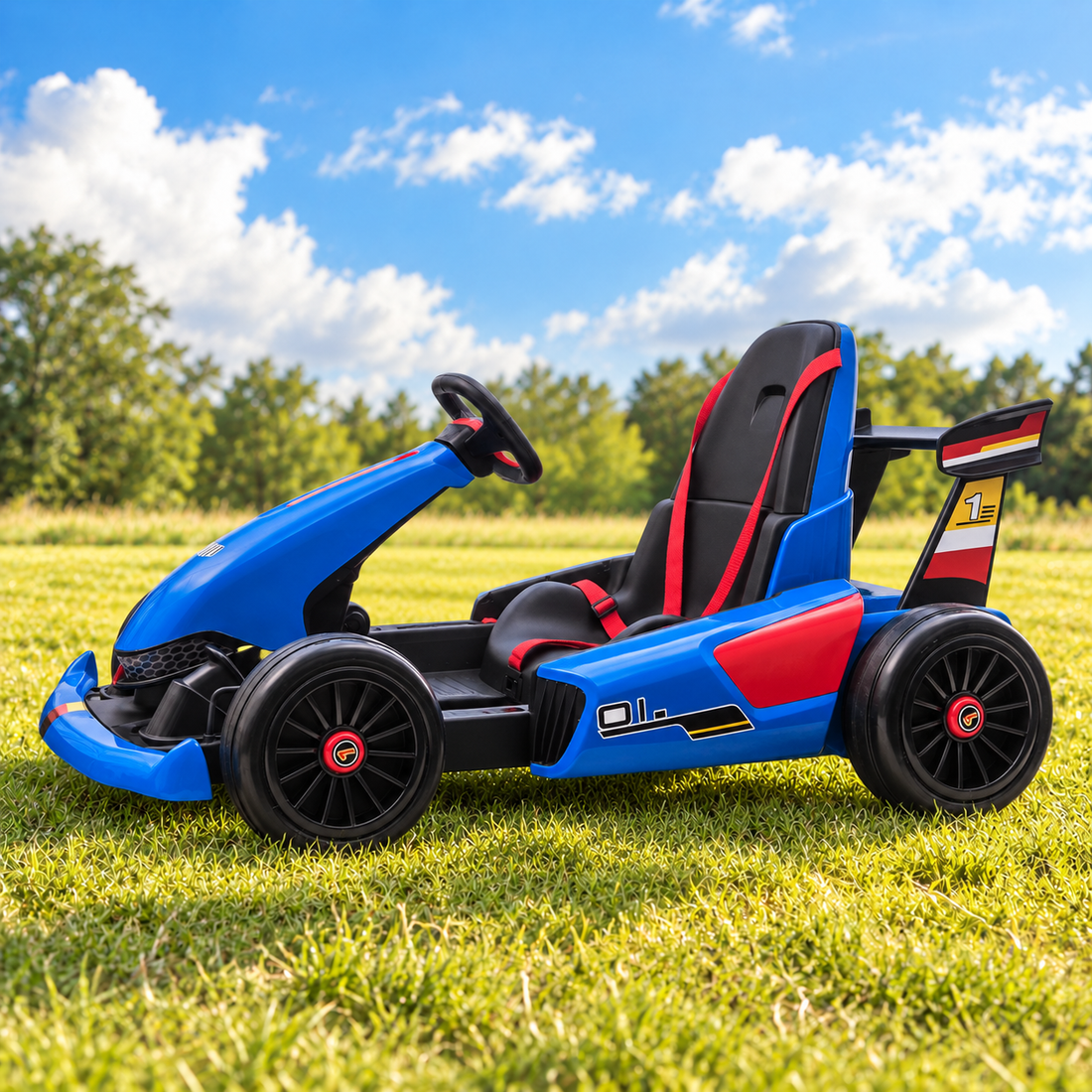 24V Childrens Ride-on Electric Go-Kart in Blue