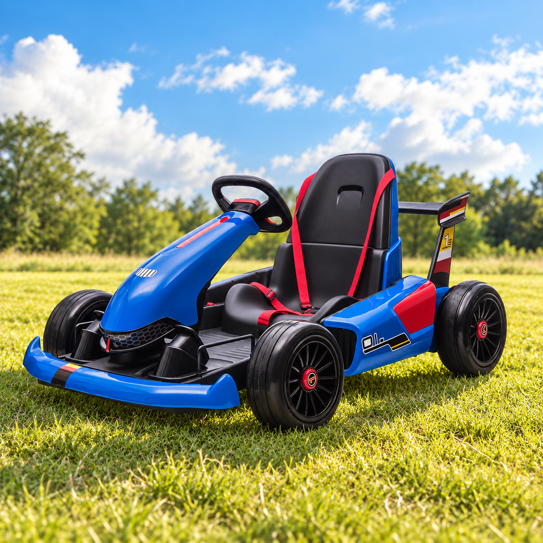 24V Childrens Ride-on Electric Go-Kart in Blue
