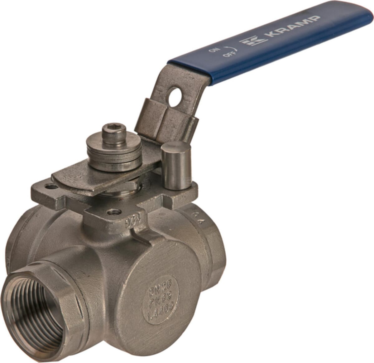 Ball valve, 3-way, L-bore stainless steel
