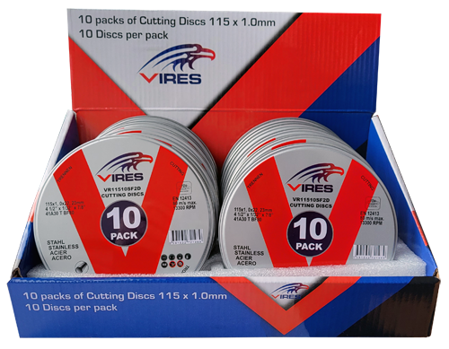 Vires S/S2 Cutting Disc 115mm x 1.0mm 10 Pk