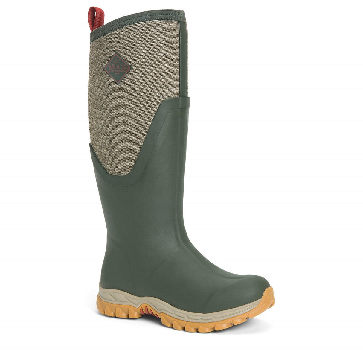 Muck Boot Womens Arctic Sport II Tall Boots Olive Herringbone Print