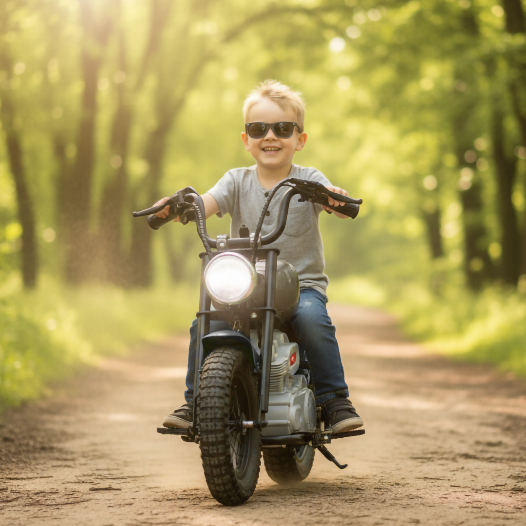 36V Electric Chopper Motor Cycle Ride on with Twist Grip Throttle | Grey - Age 7+