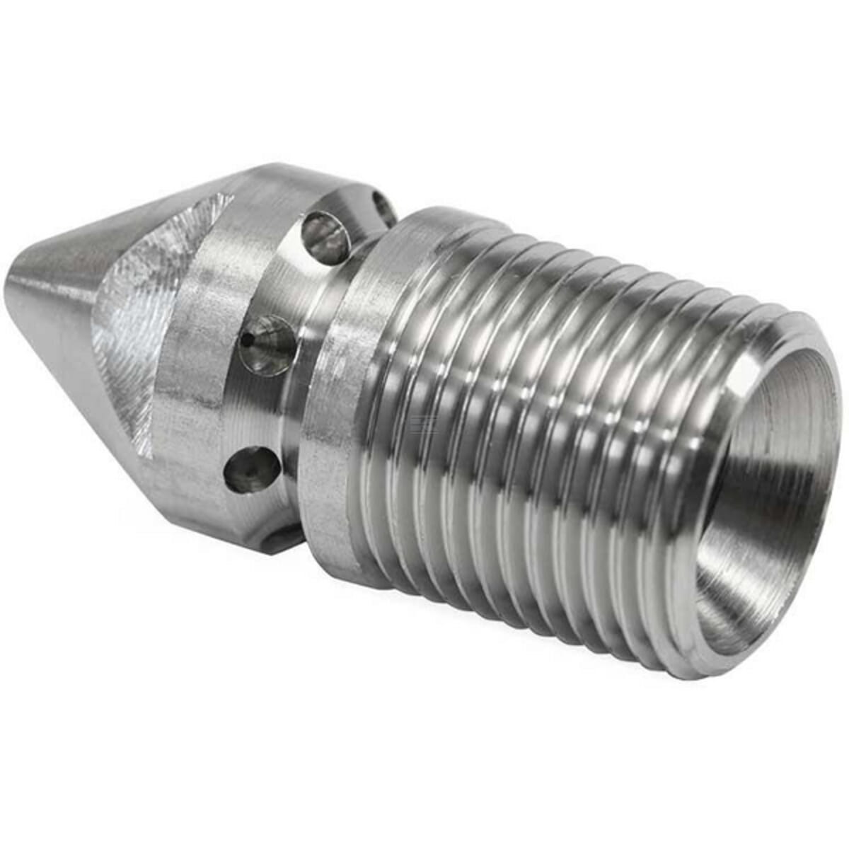 Pipe cleaning nozzle with front bore