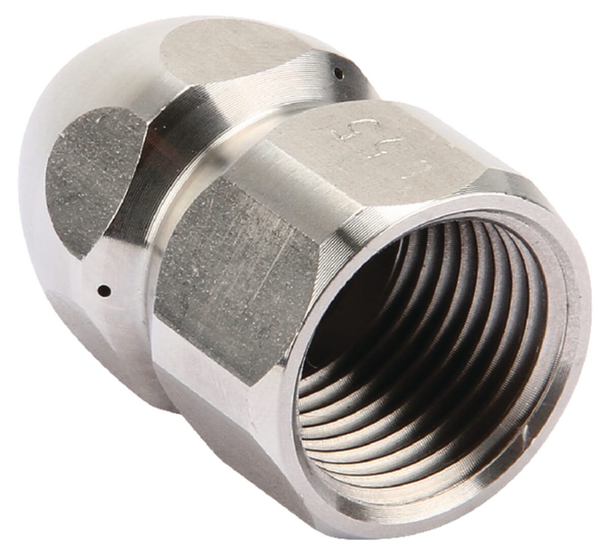 Pipe cleaning nozzle with front bore