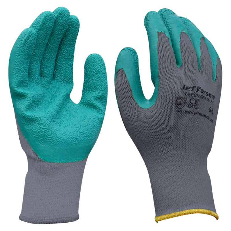 Jefferson Grey / Green Grip Gloves Large