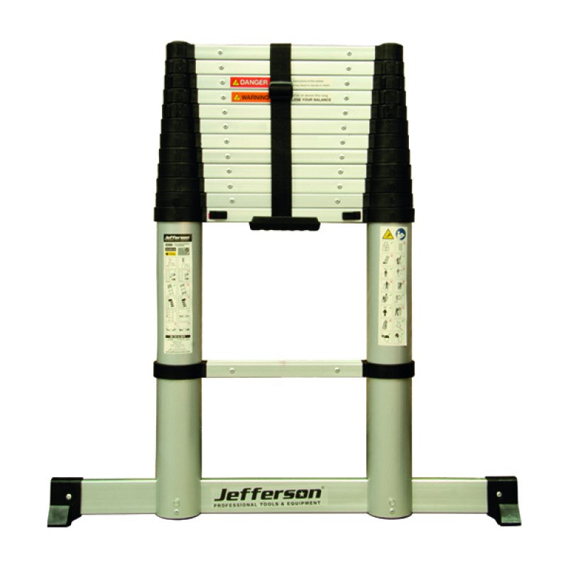 Jefferson 3.8m Safe Close Telescopic Ladder With Stabilising Base Bar