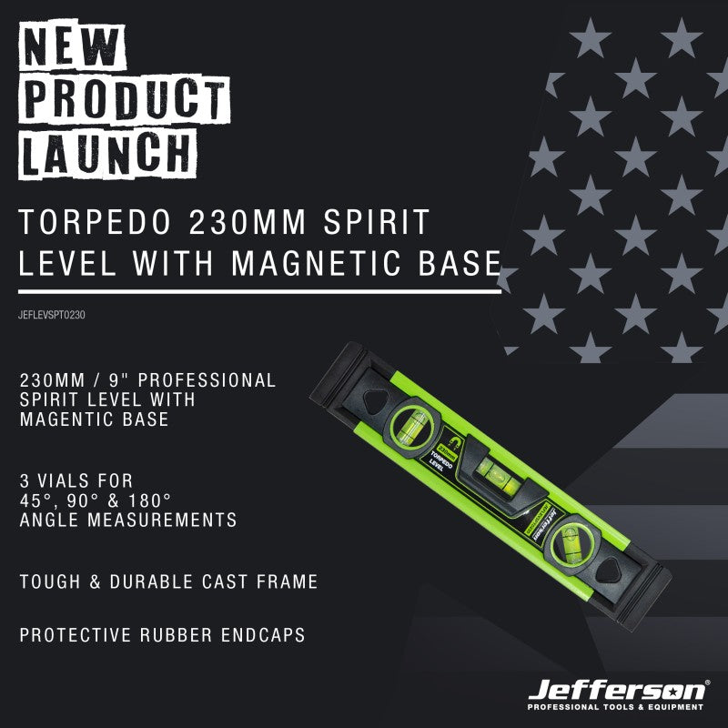 Jefferson 230mm Torpedo Spirit Level with Magnetic Base