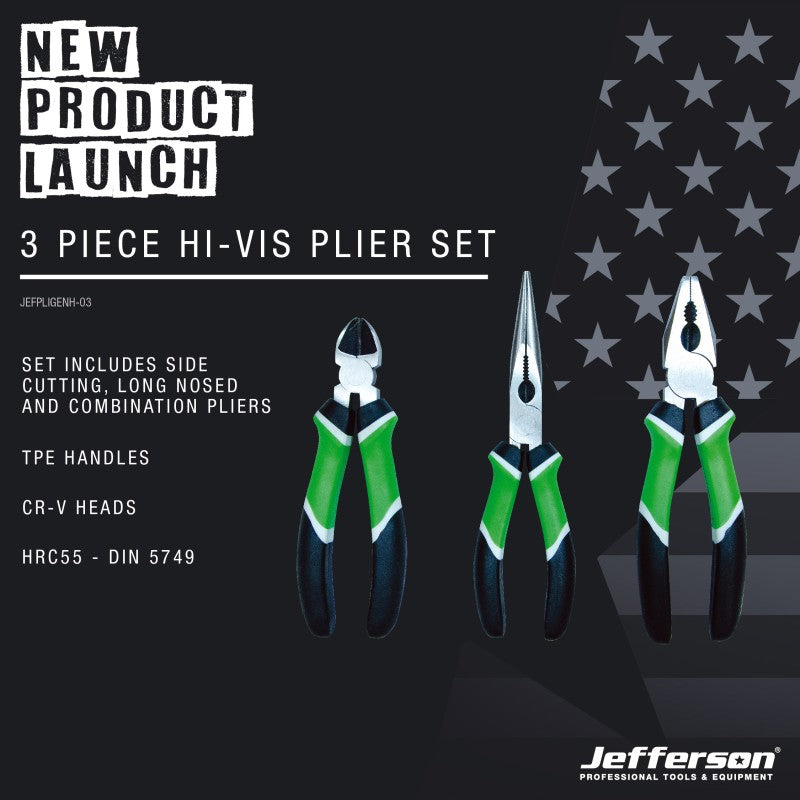 Jefferson 3 Piece High-Vis Plier Set