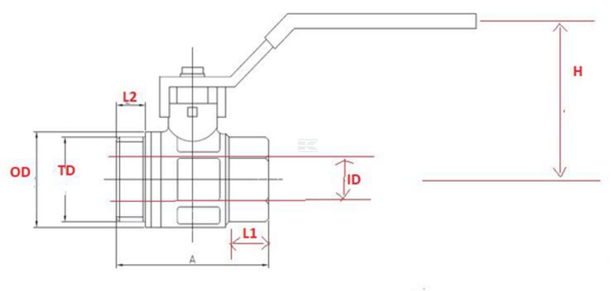 Kramp brass ball valve, BSPT 1x internal thread / 1x external thread