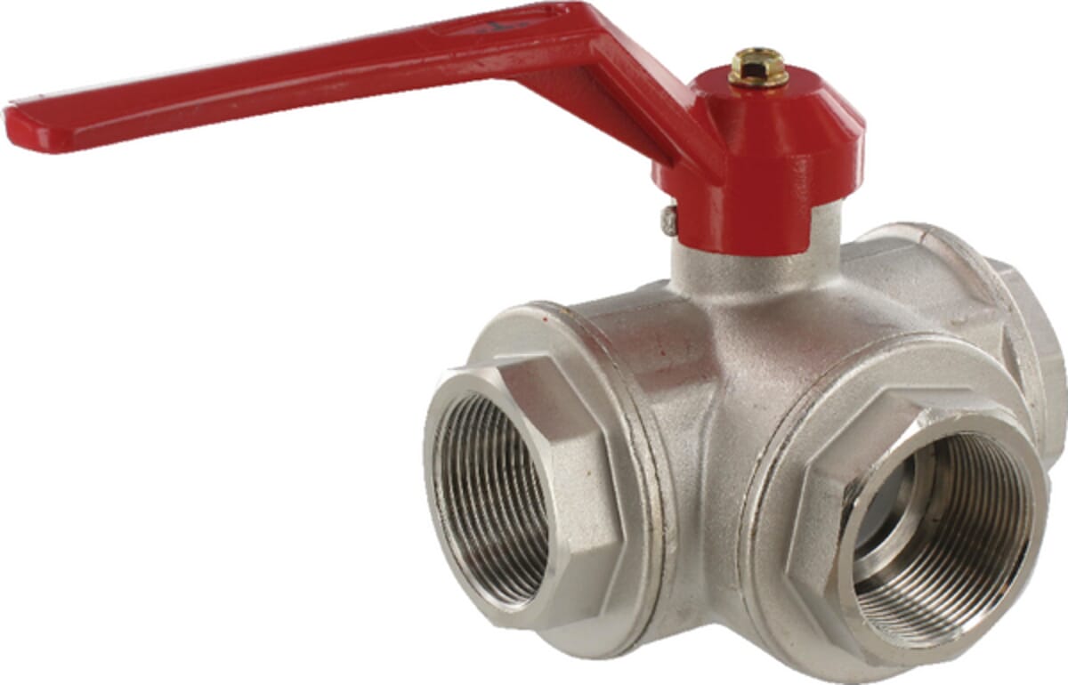 Three-way ball valve, T-shape, 3xIG
