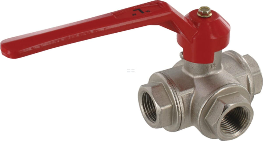 Three-way ball valve, L-shape, 3xIG