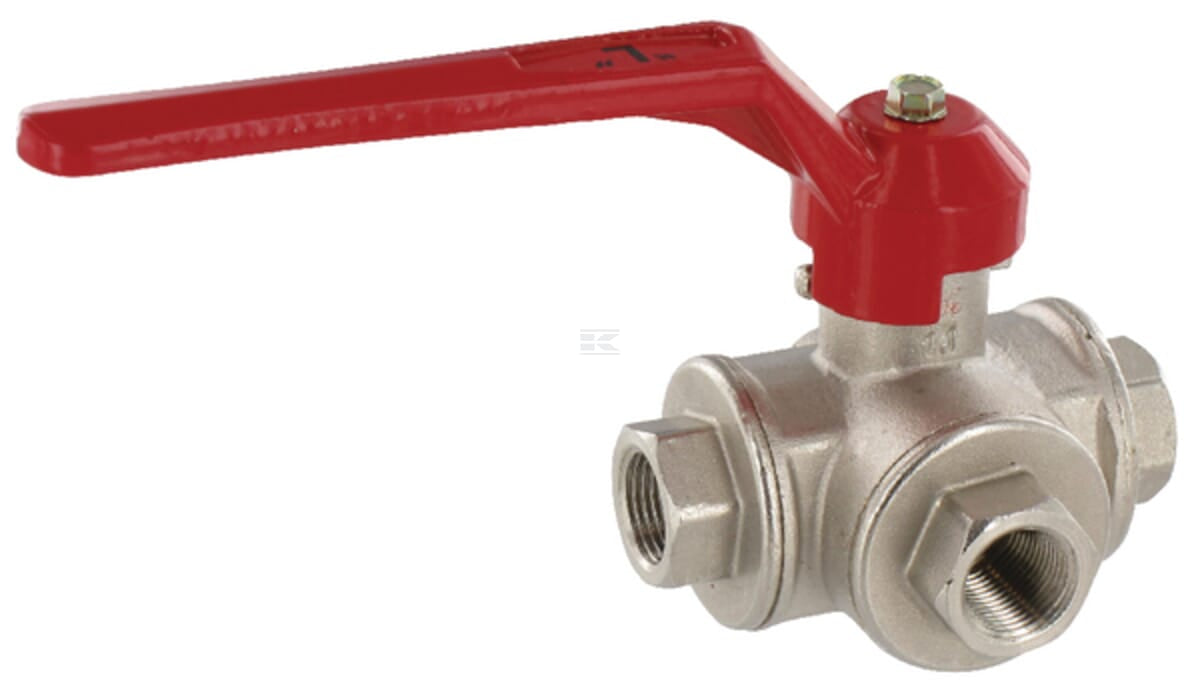 Three-way ball valve, L-shape, 3xIG