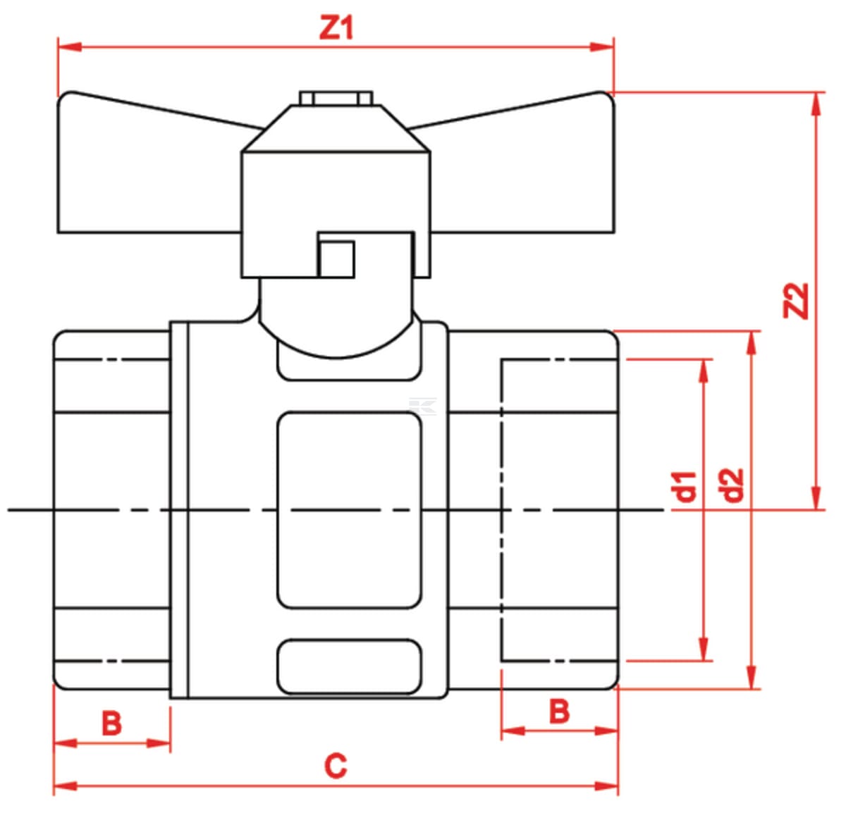 MS Ball valve female/female