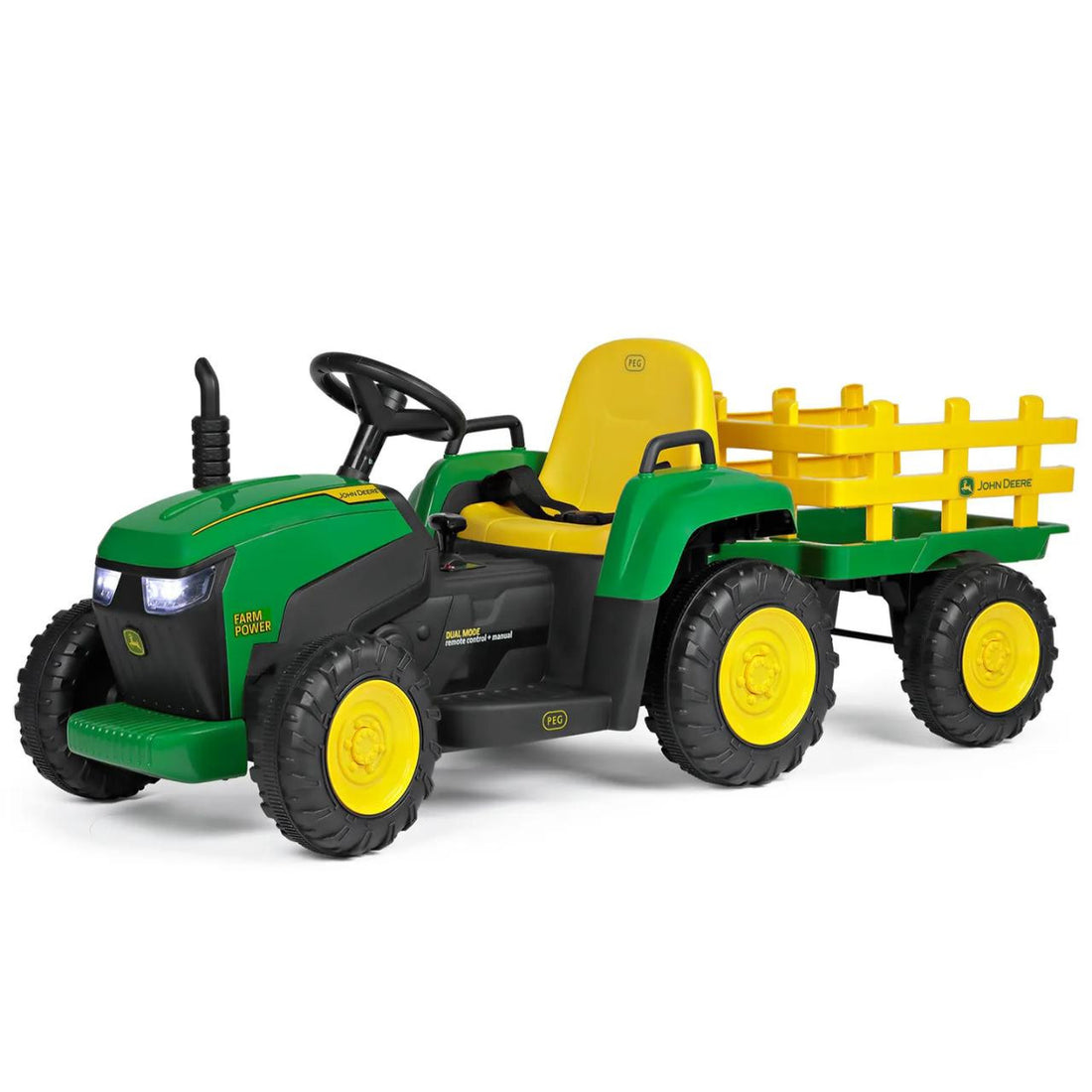 Peg Perego John Deere Farm Power 12V Electric Tractor with Trailer