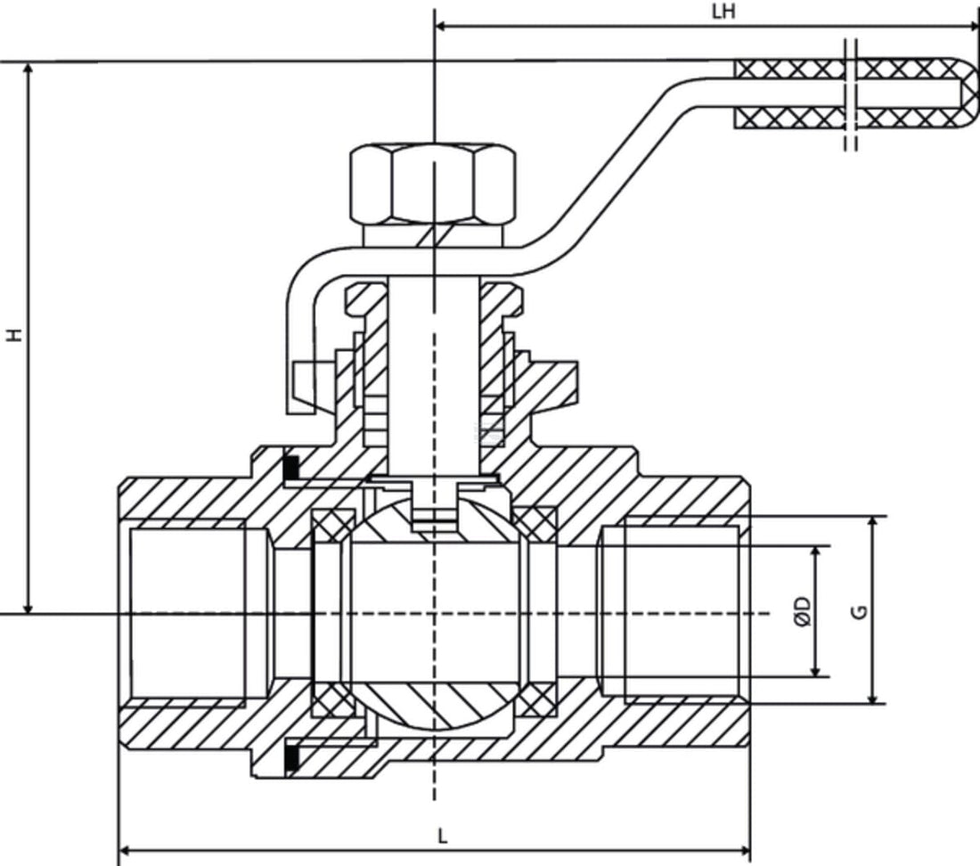 Stainless steel ball valve - Internal thread (BSPT) x internal thread (BSPT) - Long version