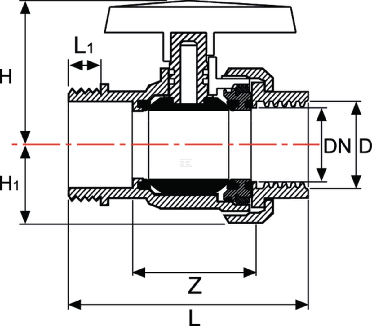 gopart PVC-U ball valve - Female thread (BSP) x Male thread (BSP)