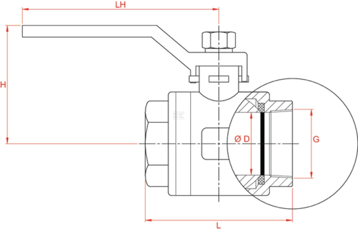 Stainless steel ball valve - Internal thread (BSPT) x internal thread (BSPT) - short version