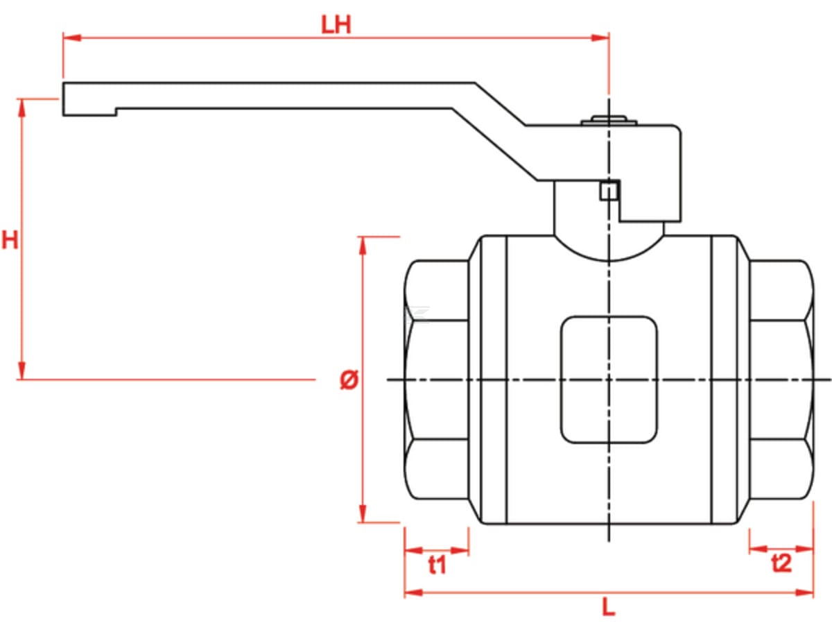 Kramp brass ball valve, BSPT 2x internal thread