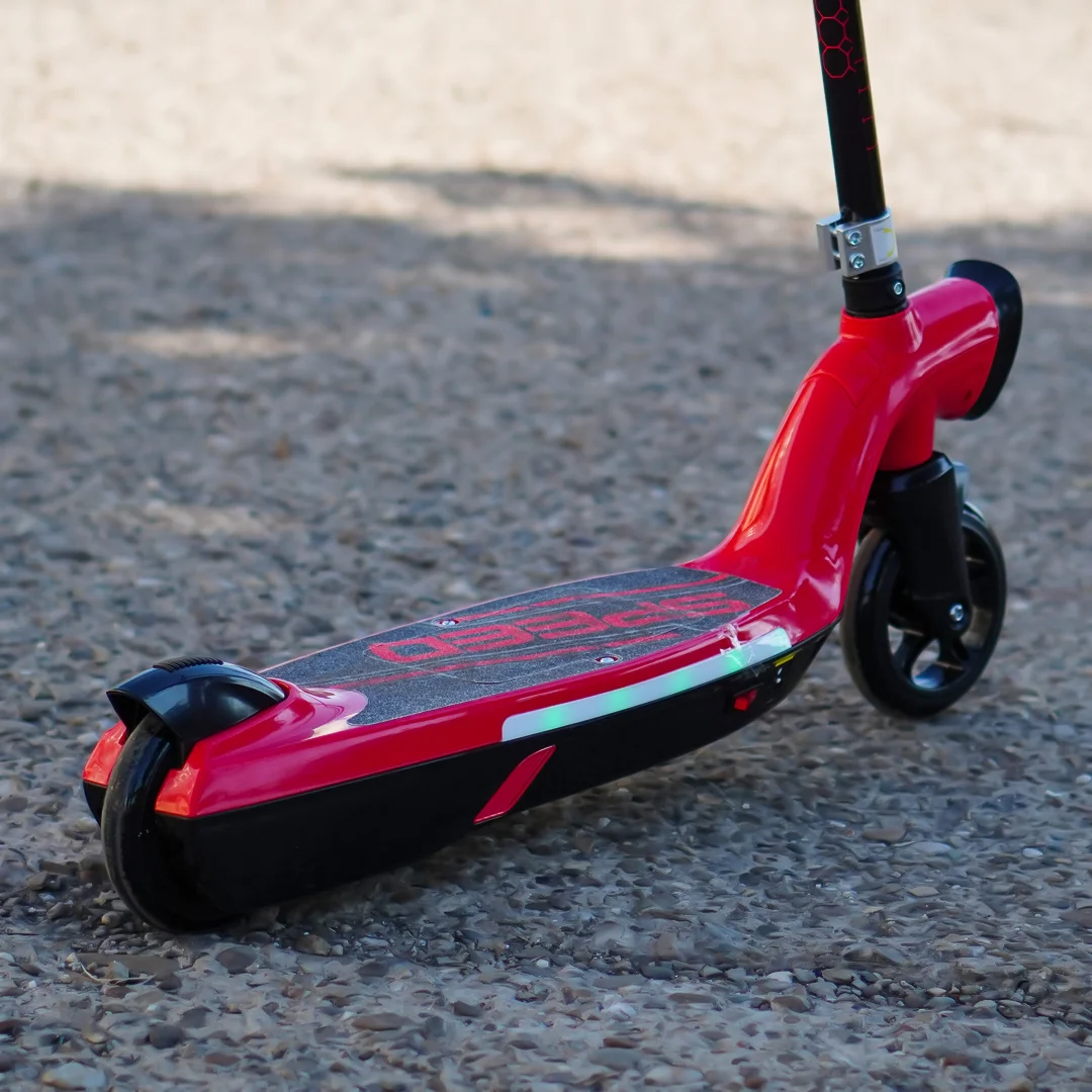 Prizm Kids 12V Electric Scooter with Flashlights and Headlight Red