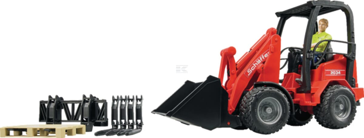 Bruder U02191 Schäffer 2034 Compact loader with play figure and accessories
