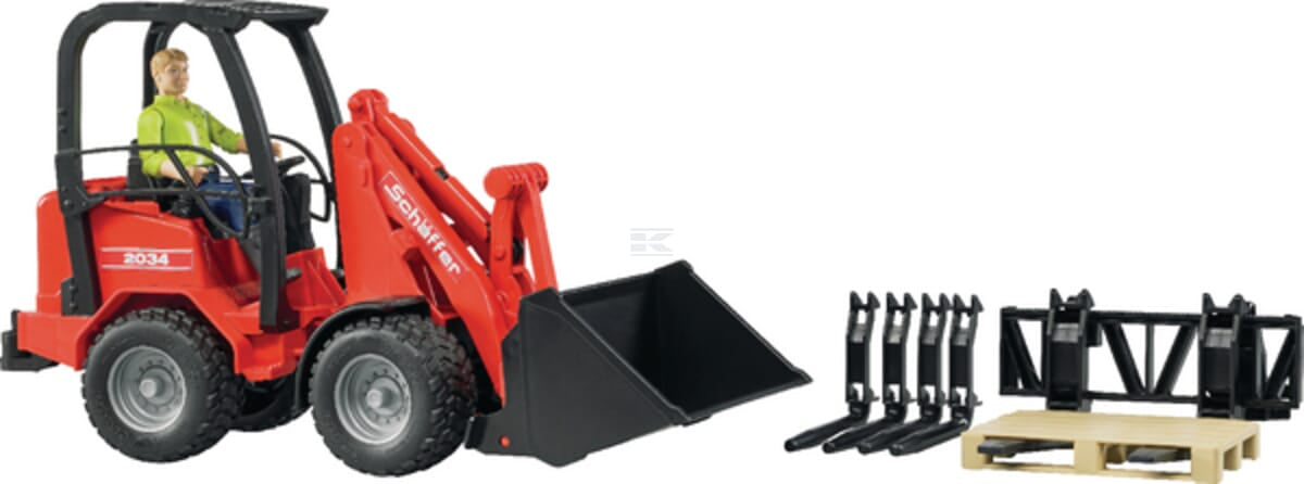Bruder U02191 Schäffer 2034 Compact loader with play figure and accessories