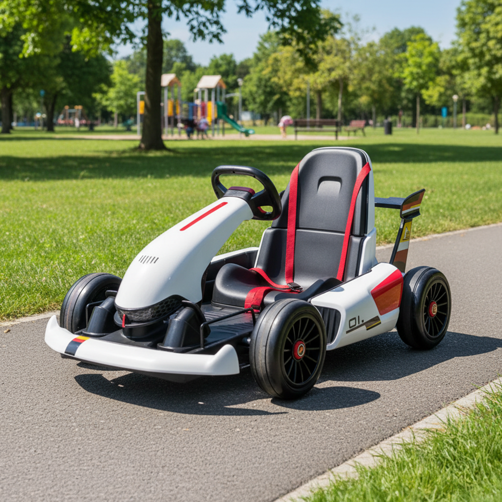 24V Childrens Ride-on Electric Go-Kart in White
