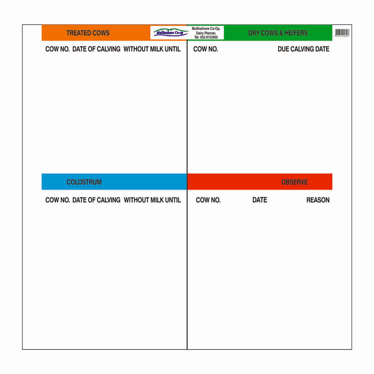 Dairy Planner Board