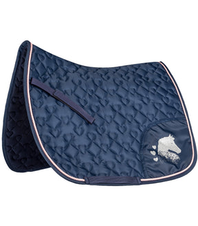 Lucky Hearts Saddle Pad - Full - Night Blue